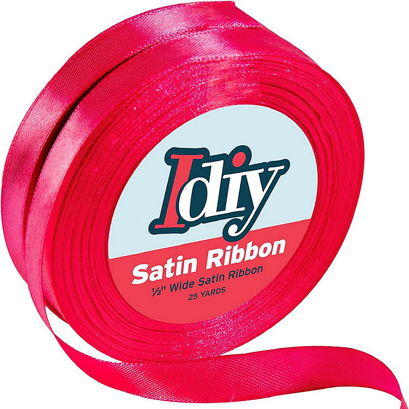 Idiy Satin Ribbon - 1/2", 50 Yards (Hot Pink) - Great for DIY Crafts, Gift Wrapping, Wedding Decorations, Sewing Projects, Party, Decorative Embellishments, Hai Image