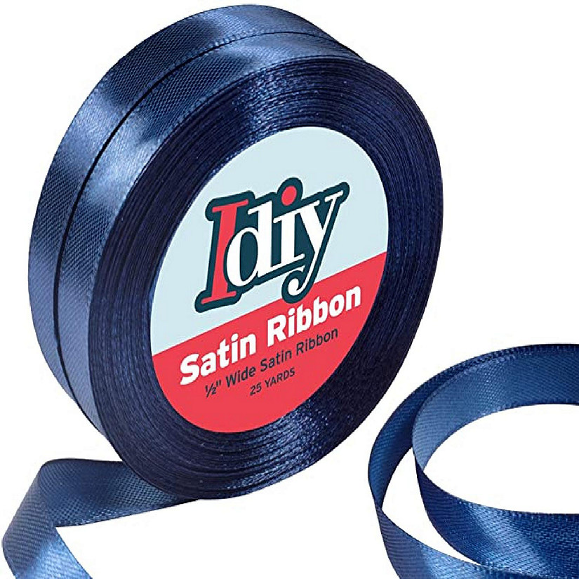 Idiy Satin Ribbon - 1/2", 50 Yards (Navy) - Great for DIY Crafts, Gift Wrapping, Wedding Decorations, Sewing Projects, Party, Decorative Embellishments, Hair Bo Image