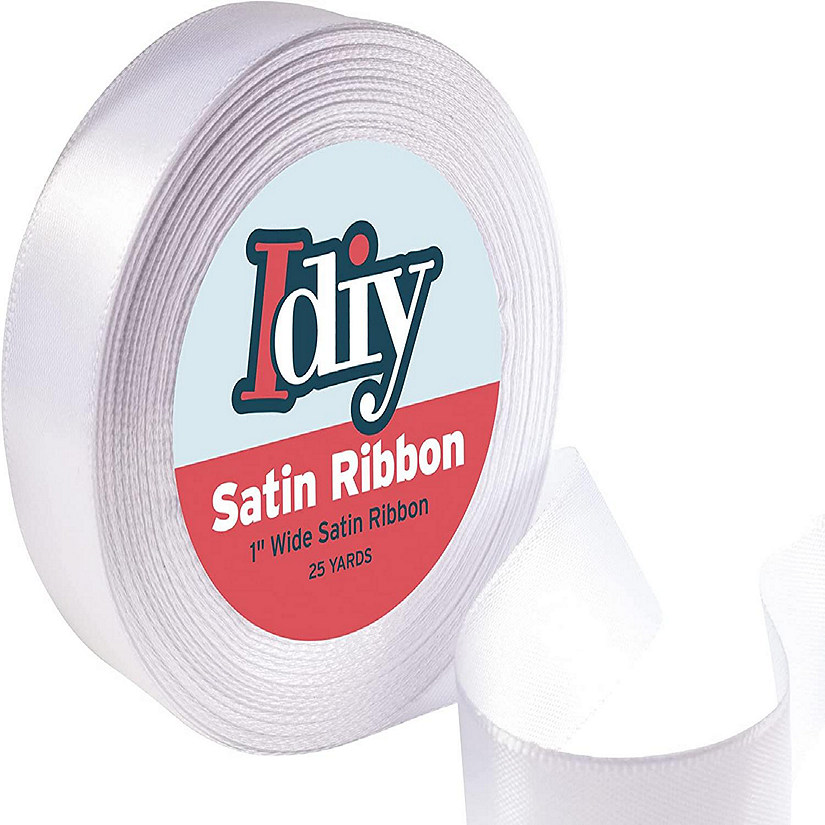 Idiy Satin Ribbon - 1", 25 Yards (White) - Great for DIY Crafts, Gift Wrapping, Wedding Decorations, Sewing Projects, Party, Decorative Embellishments, Hair Bow Image