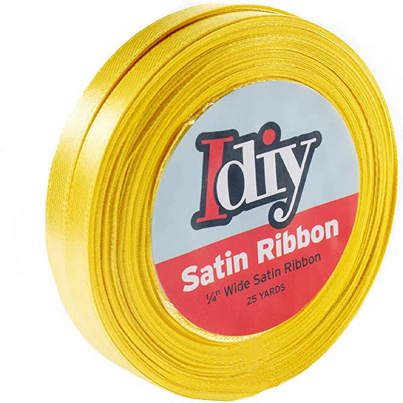 iDIY Satin Ribbon (1/4", 50 Yards) No wire, Crafts, Gift Baskets, Wedding & Party Decor, Sewing, Hair Bows, Floral, Baby Showers, Holiday Wreath(Yellow) Image