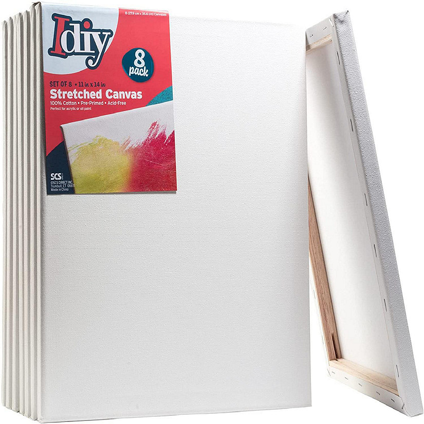 Pack of 4 Stretched Canvases for Painting Primed White 100% Cotton Artist  Blank Canvas Boards