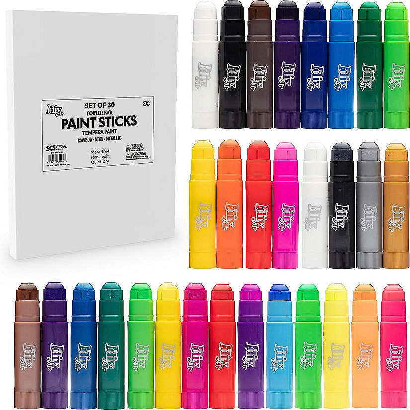 Idiy Tempera Paint Sticks (VIBRANT 42 Mega Classpack) for Classroom Arts & Crafts, Draw & Paint on Wood, Paper, Ceramic, Canvas!