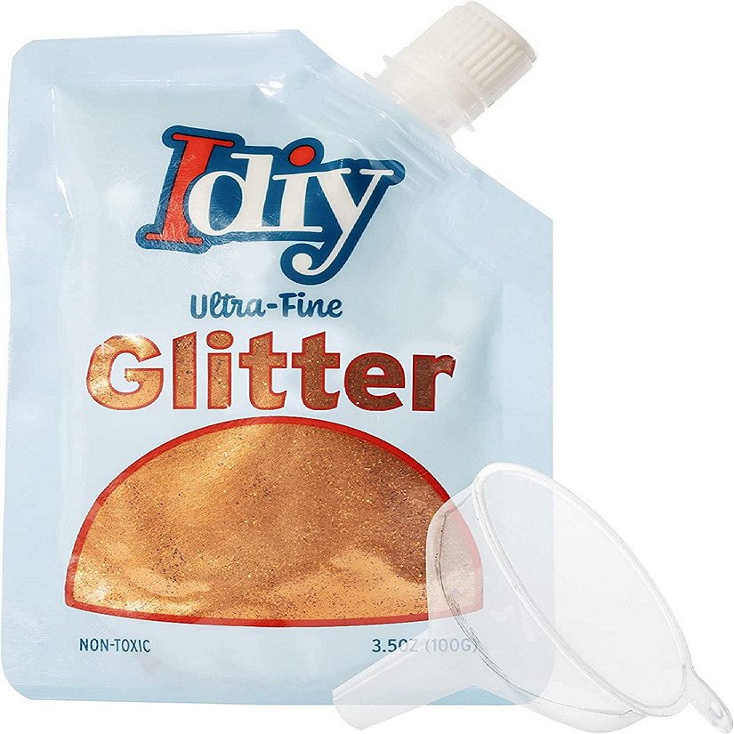 iDIY Ultra Fine Glitter (100g, 3.5 oz Pouch) w Easy-Pour Bag and Funnel - Bonfire Orange Extra Fine - Perfect for DIY Crafts, School Projects, Decorations, Resi Image