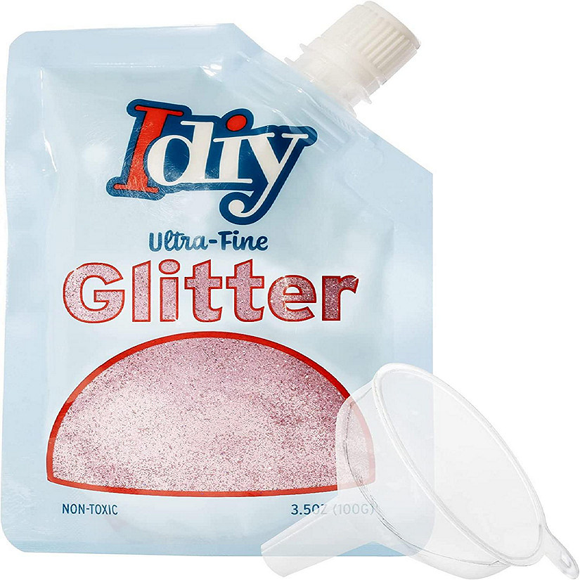 iDIY Ultra Fine Glitter (100g, 3.5 oz Pouch) w Easy-Pour Bag and Funnel - Bubblegum Pink Extra Fine - Perfect for DIY Crafts, School Projects, Decorations, Resi Image