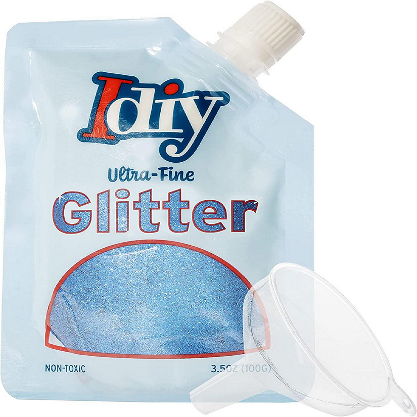 iDIY Ultra Fine Glitter (100g, 3.5 oz Pouch) w Easy-Pour Bag and Funnel - Deepsea Blue Extra Fine - Perfect for DIY Crafts, School Projects, Decorations, Resin Image