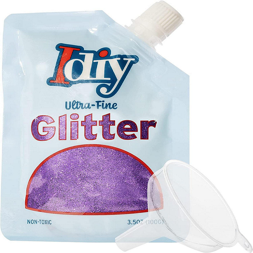 iDIY Ultra Fine Glitter (100g, 3.5 oz Pouch) w Easy-Pour Bag and Funnel - Grape Purple Extra Fine - Perfect for DIY Crafts, School Projects, Decorations, Resin Image