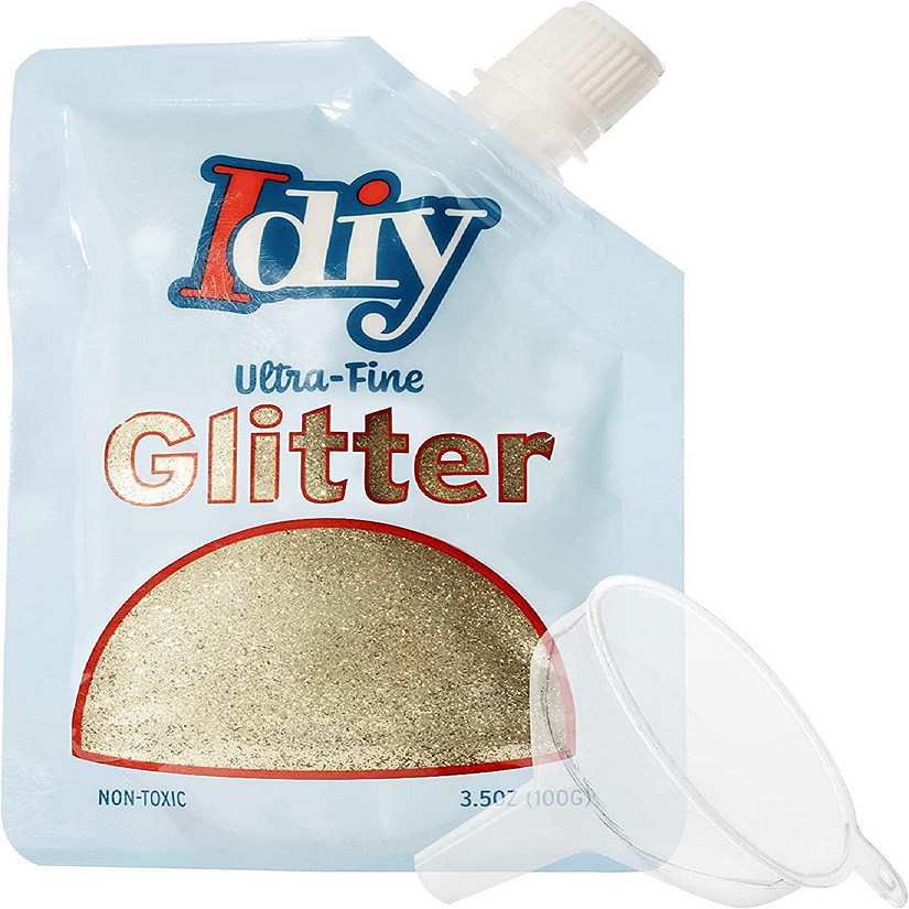 iDIY Ultra Fine Glitter (100g, 3.5 oz Pouch) w Easy-Pour Bag and Funnel - Honeycrisp Gold Extra Fine - Perfect for DIY Crafts, School Projects, Decorations, Res Image