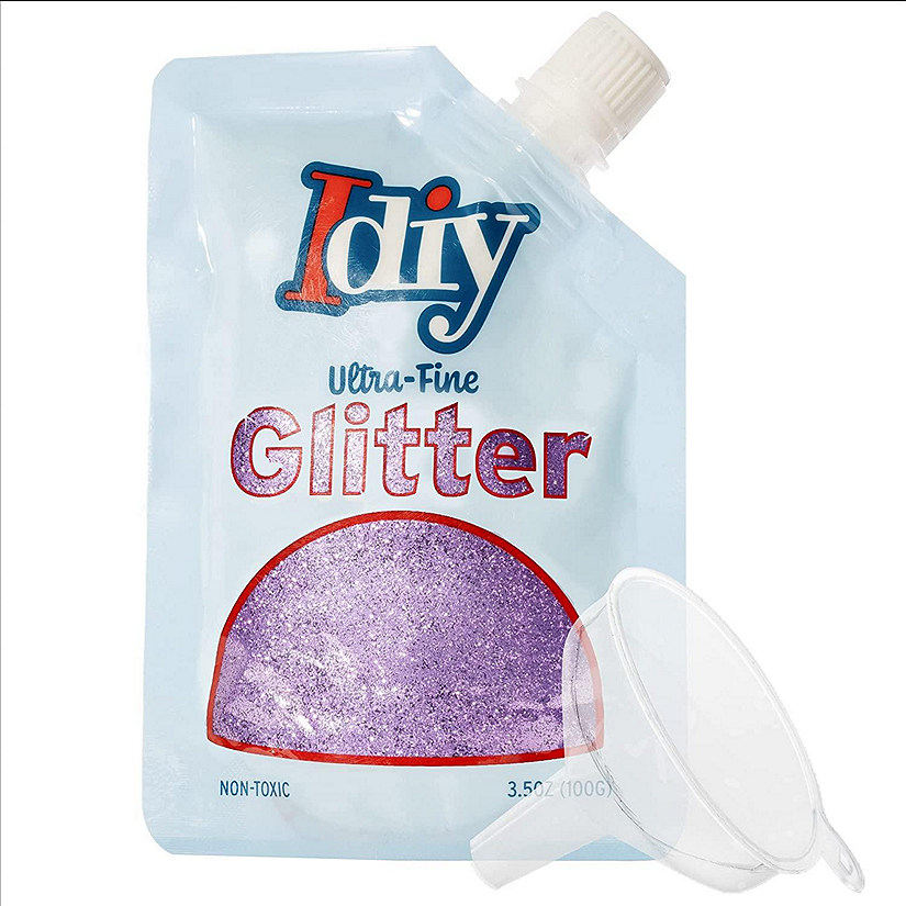 iDIY Ultra Fine Glitter (100g, 3.5 oz Pouch) w Easy-Pour Bag and Funnel - Lilac Purple Extra Fine - Perfect for DIY Crafts, School Projects, Decorations, Resin Image