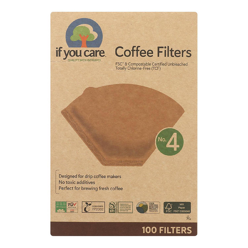 If You Care #4 Cone Coffee Filters - Brown - Case of 12 - 100 Count Image