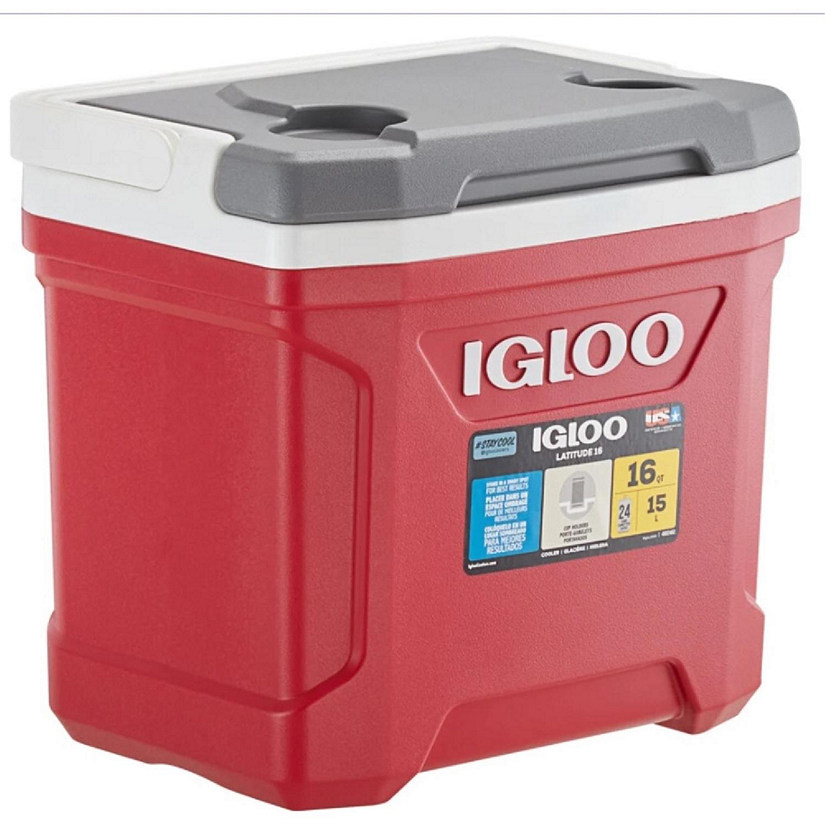 Igloo 32627 Industrial Red Latitude Cooler w Top Swing Handle- Red- 16-quart Image
