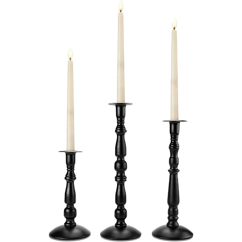 IMAGE Candle Stick Candle Holder 3 Pcs Black Matte Taper Candle Holder