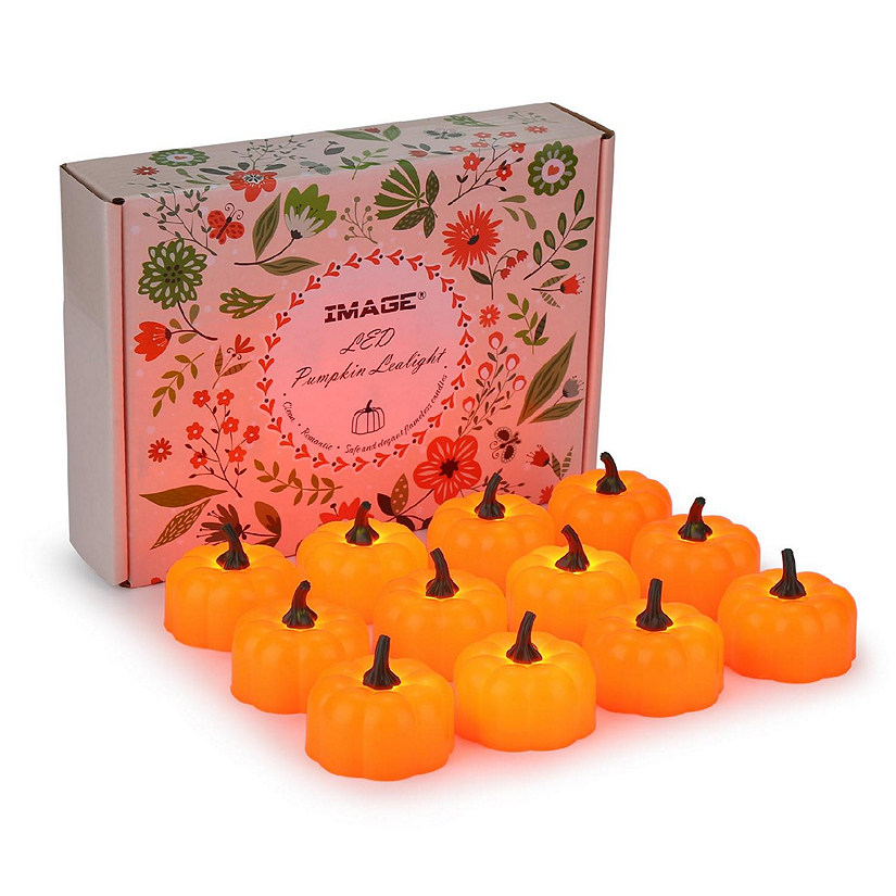 IMAGE LED Pumpkin Tealight Candles Battery Operated for Halloween Christmas Image