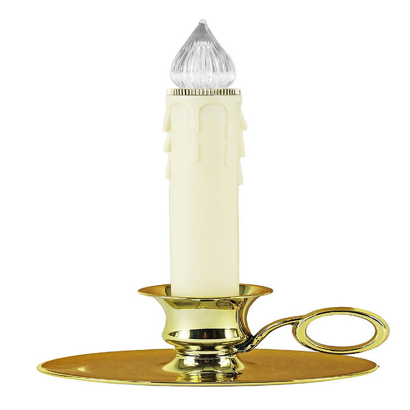 IMC Williamsburg B O LED Candle with On Off Sensor, Wax Drips - Brass - 4.5 Inches x 9 Image