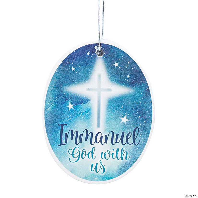 Immanuel God with Us Ceramic Christmas Ornaments - 12 Pc. Image
