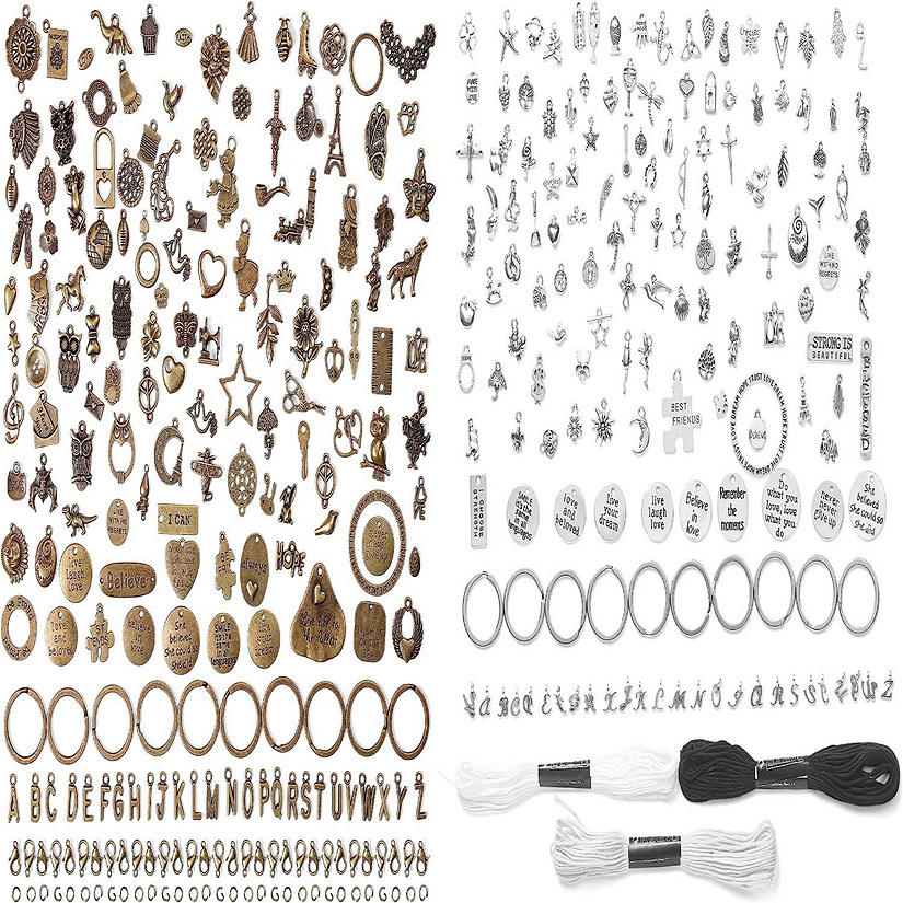 Incraftables 166pcs Bronze Charms Set & 166pcs Silver Charms Set for Jewelry Making. Bulk DIY Necklace, Bracelet, Bangle & Keychain Making Kit Image