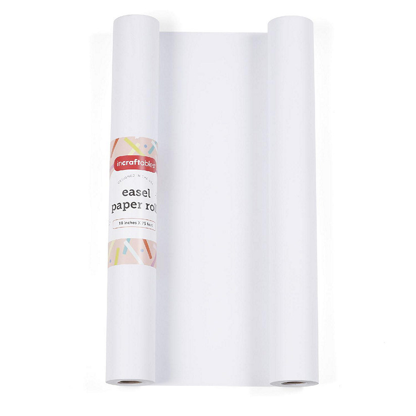 Incraftables Easel Paper Roll (18 Inches x 75 Feet). White Craft Paper Roll for Kids & Adults. Art Paper Roll for DIY Paints, Wall Art, Bulletin Board & Poster Image