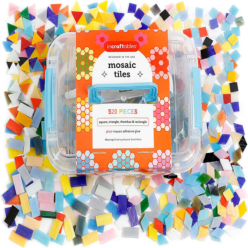 Incraftables Mosaic Tiles for Crafts (530 Pieces). Assorted Mosaic Kits for Adults & Kids. Best Supplies Stained Mosaic Glass Pieces Image