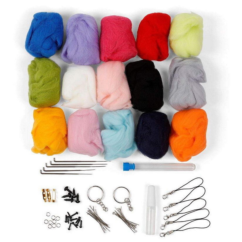 Incraftables Wool Needle Felting Kit 15 Colors for Beginners, Pros, Adults & Kids Wool Roving Felt Supplies Starter Set Image