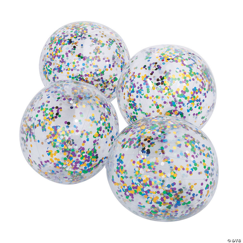 Inflatable 11" Glitter-Filled Medium Beach Balls - 12 Pc. Image