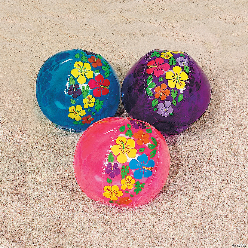 Inflatable 11" Hibiscus Large Beach Balls - 12 Pc. Image