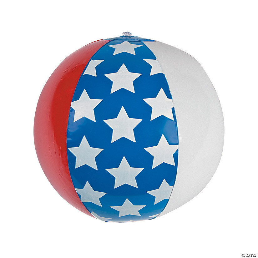 Inflatable 11" Medium Patriotic Stars & Stripes Beach Balls - 12 Pc. Image