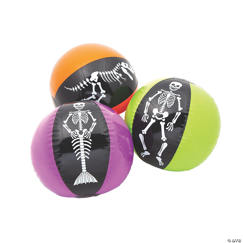 Inflatable 11" Skeleton Character Beach Balls - 12 Pc. Image