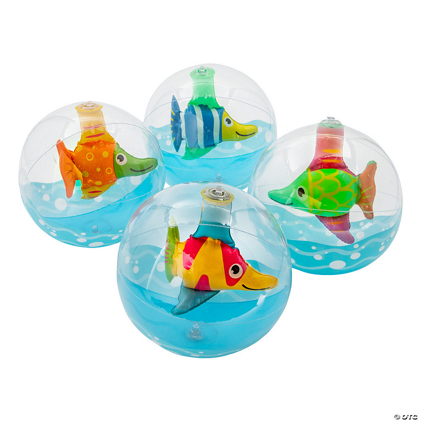 Inflatable Tropical Fish in Beach Balls - 12 Pack
