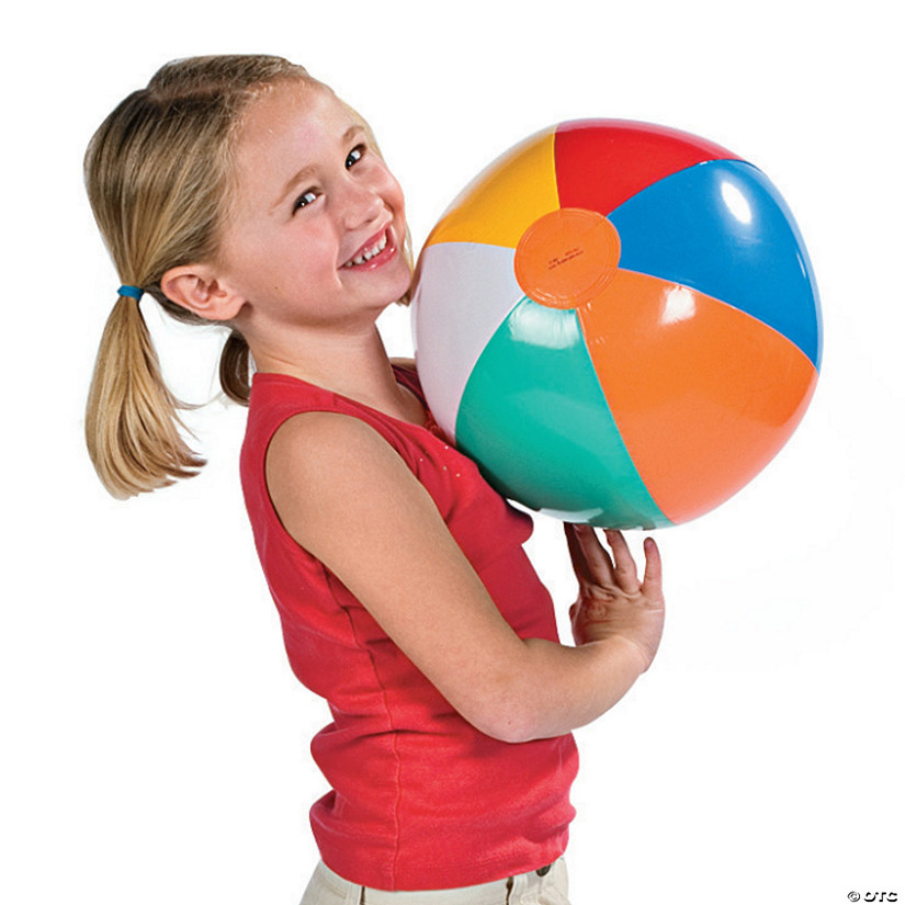 Inflatable 12" Classic Colorful Large Vinyl Beach Balls - 3 Pc. Image