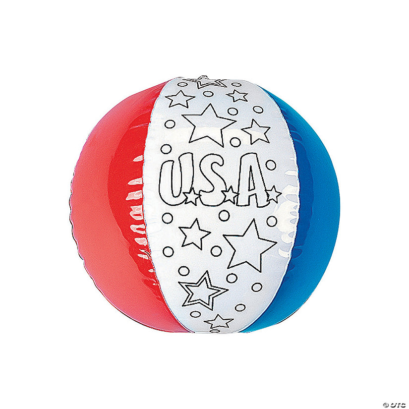 Inflatable 12" Color Your Own Patriotic Large Beach Balls - 12 Pc. Image