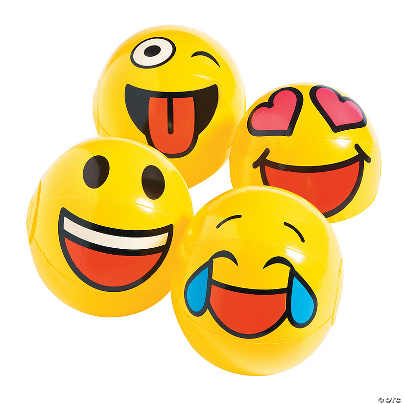 Inflatable 5" Emoji Mini Beach Balls - 12 Pc. Image