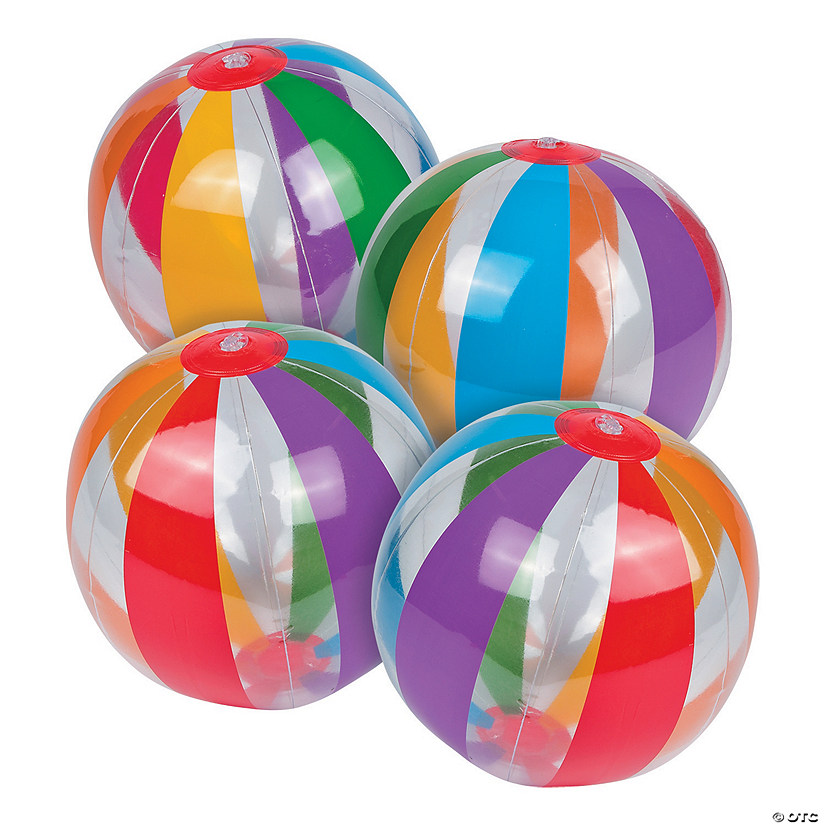 Inflatable 8" Clear Rainbow Medium Beach Balls - 12 Pc. Image