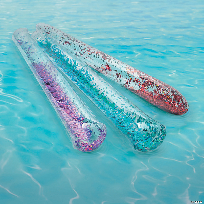 Inflatable Colorful Glitter Pool Noodles - 6 Pc. Image