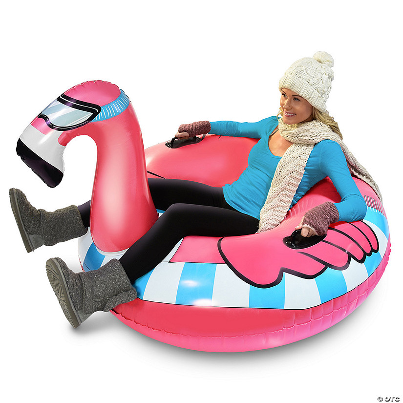 Inflatable GoFloats&#8482; Flying Flamingo Winter Snow Tube Image