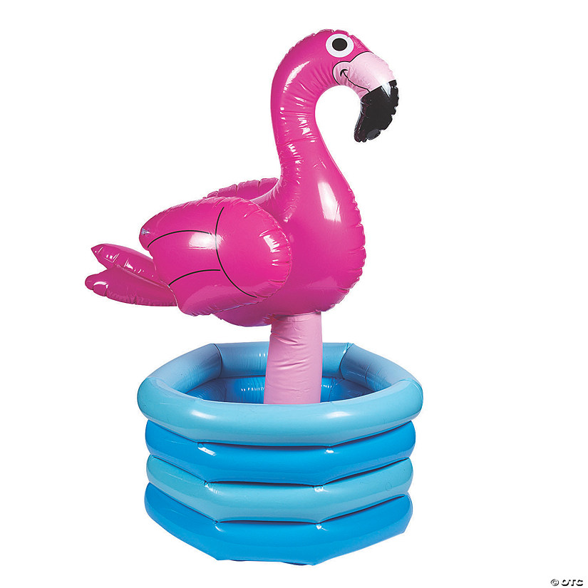 Inflatable Luau Flamingo in Pool Cooler Image