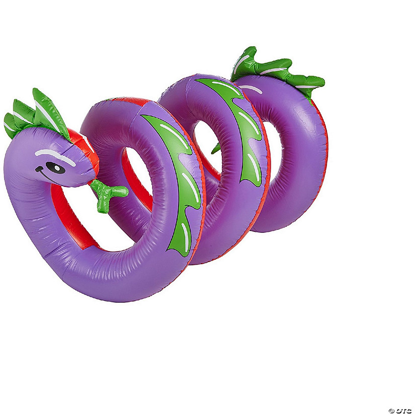 Inflatable Purple and Green Two Headed Curly Serpent Swimming Pool Float Toy  96-Inch Image