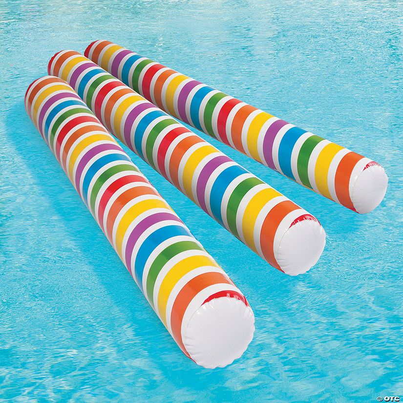 Inflatable Rainbow Pool Noodles - 6 Pc. Image
