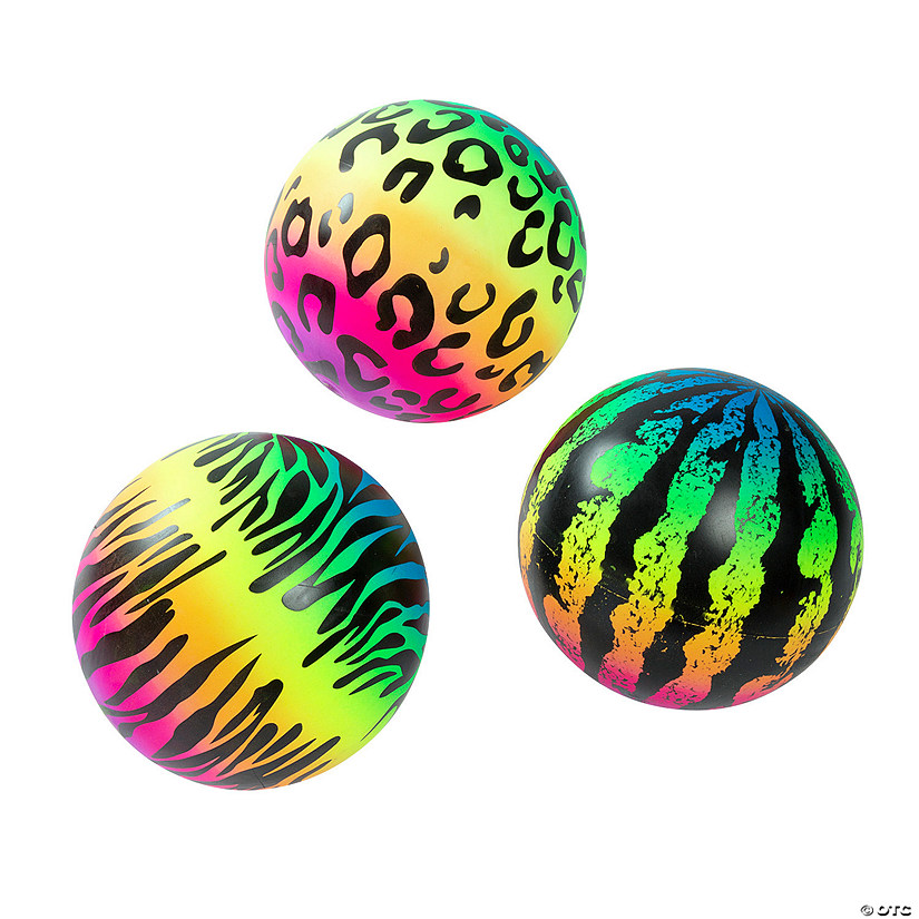 Inflatable Rainbow Print Balls - 6 Pc. Image