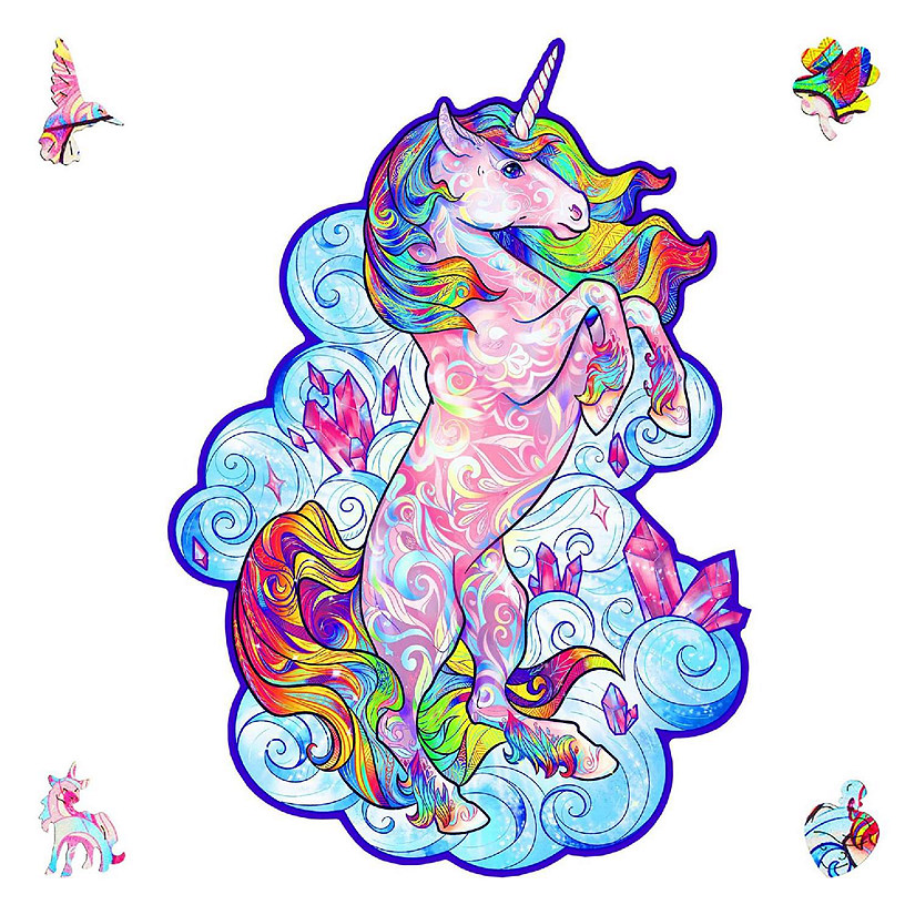 Inspiring Unicorn 195 Piece Shaped Wooden Jigsaw Puzzle Image