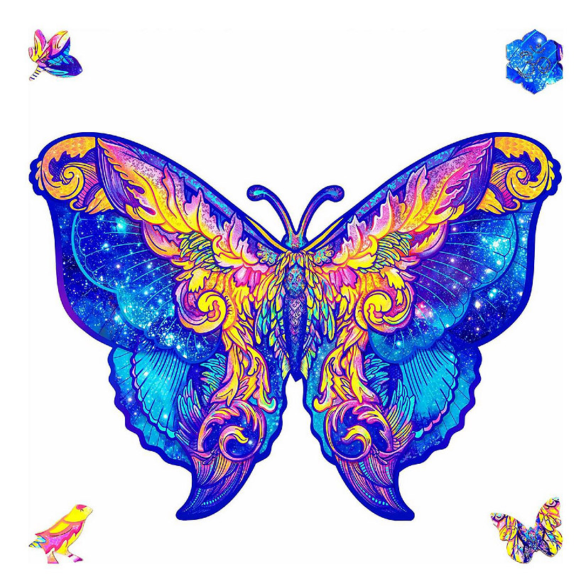 Intergalaxy Butterfly 306 Piece Shaped Wooden Jigsaw Puzzle Image