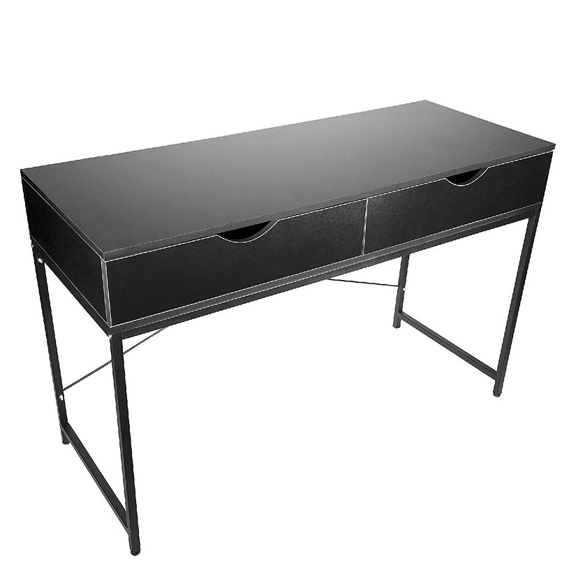 Interior Elements Home Office Modern Computer Desk with Drawers, Black, 47.5 Inches Image