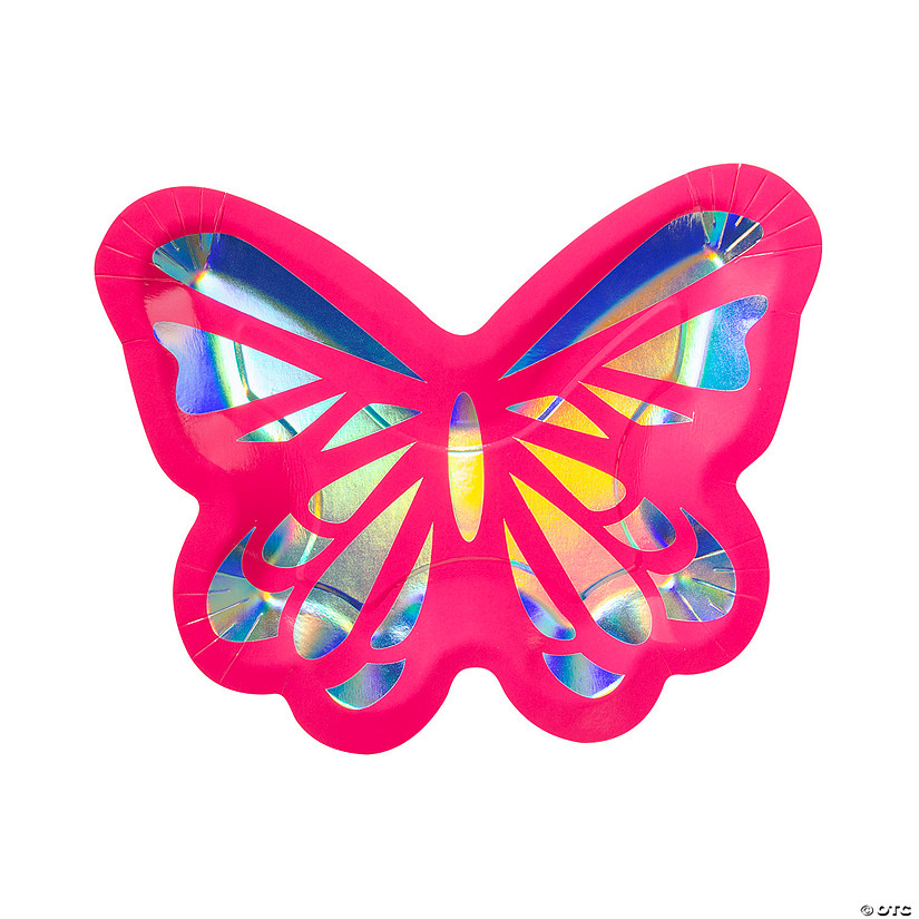 Iridescent Butterfly-Shaped Paper Dinner Plates - 8 Ct. Image
