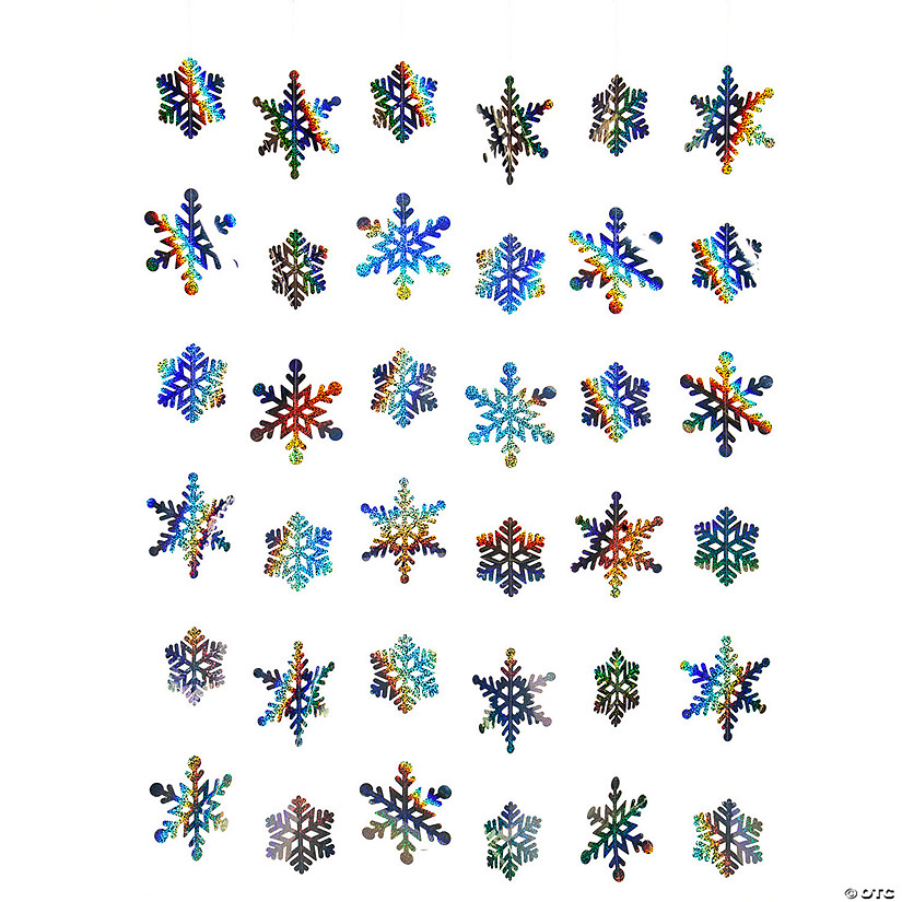 Iridescent Christmas Snowflake Hanging Decorations - 6 Pc. Image