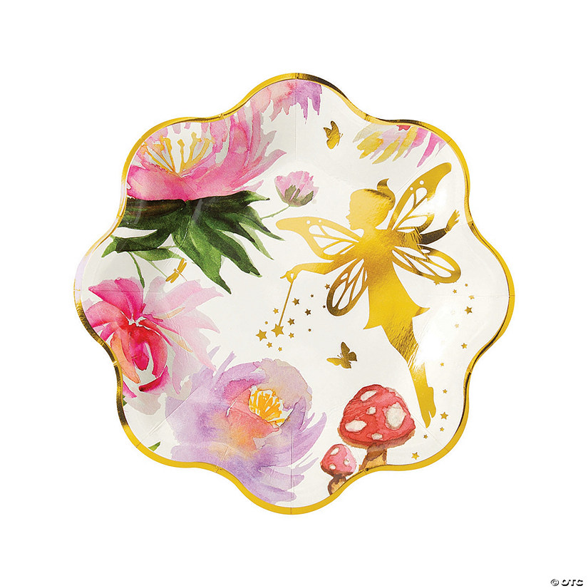 Iridescent Fairy Paper Dinner Plates with Gold Trim - 8 Ct. Image