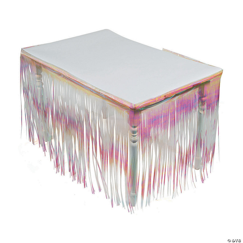 Iridescent Fringe Plastic Table Skirt Image