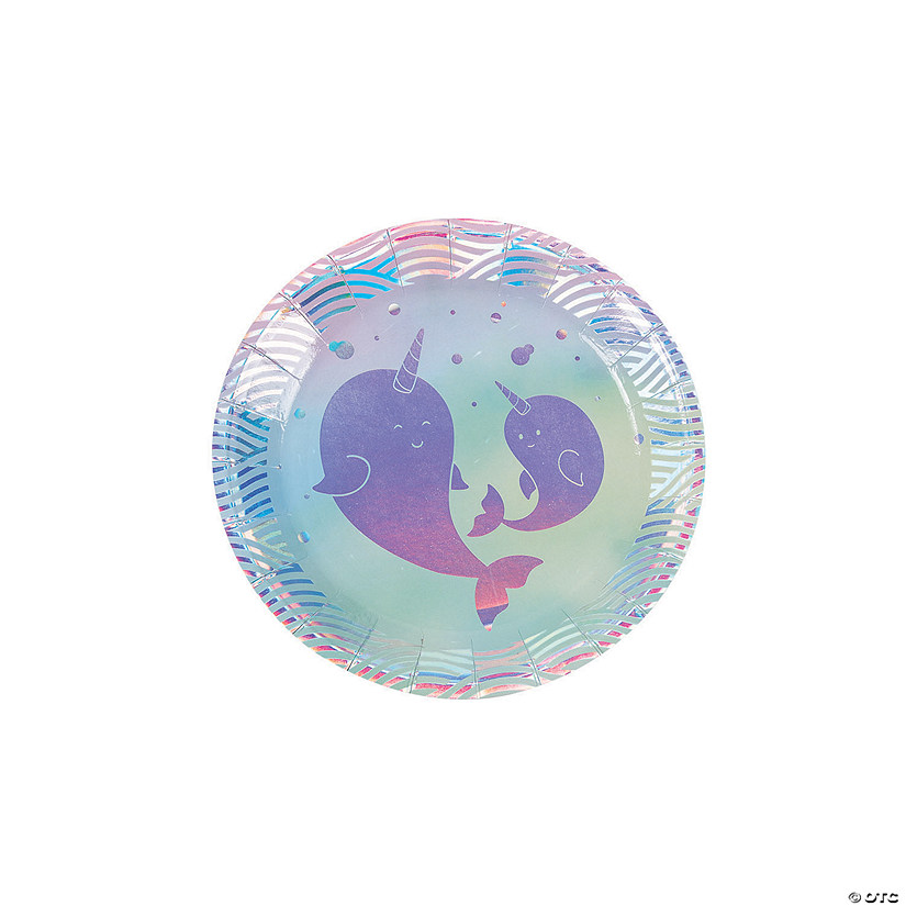 Iridescent Narwhal Party Paper Dessert Plates - 8 Ct. Image