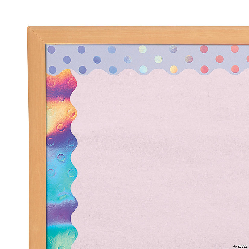 Outus 68 Feet Iridescent Bulletin Board Borders - Straight Rolled Trim For Classroom, Office, Home Decor