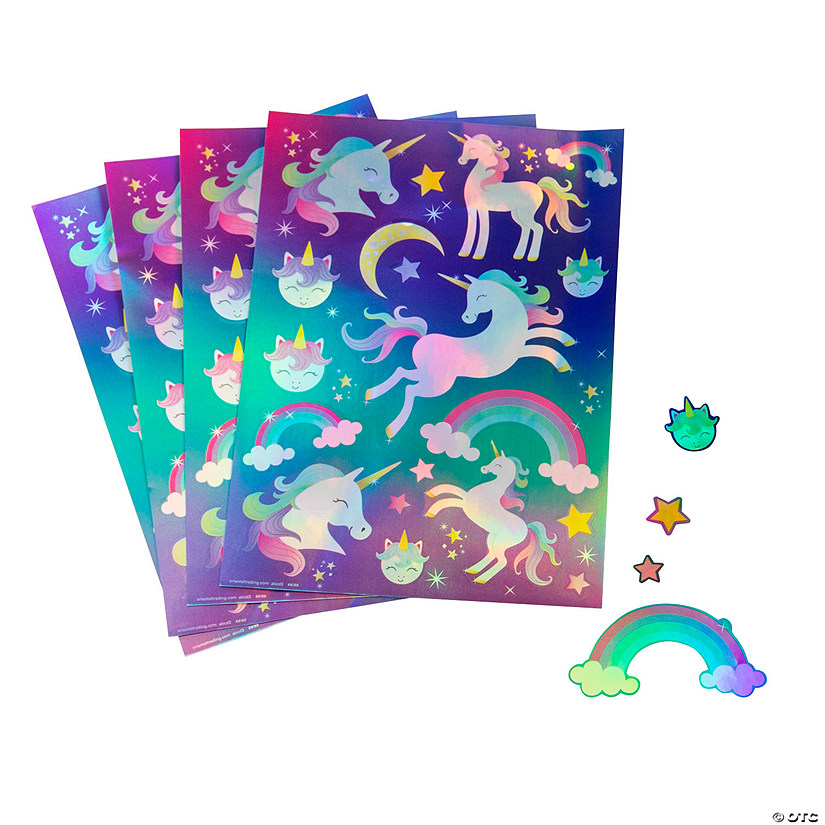 Iridescent Unicorn Sticker Sheets - 24 Pc. Image