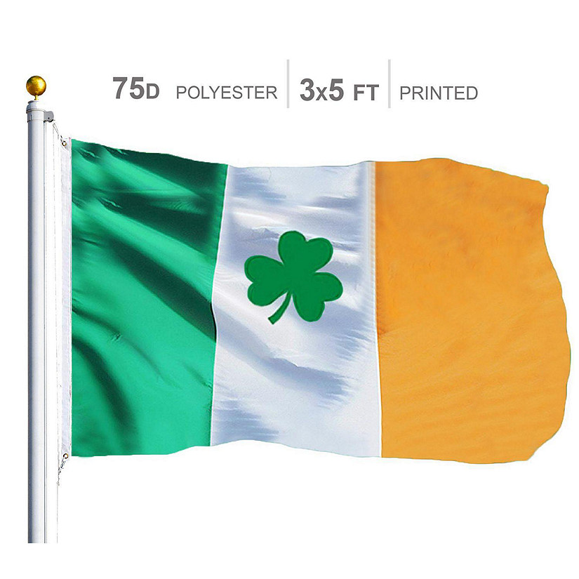 Irish Shamrock Flag 75D Printed Polyester 3x5 Ft Image