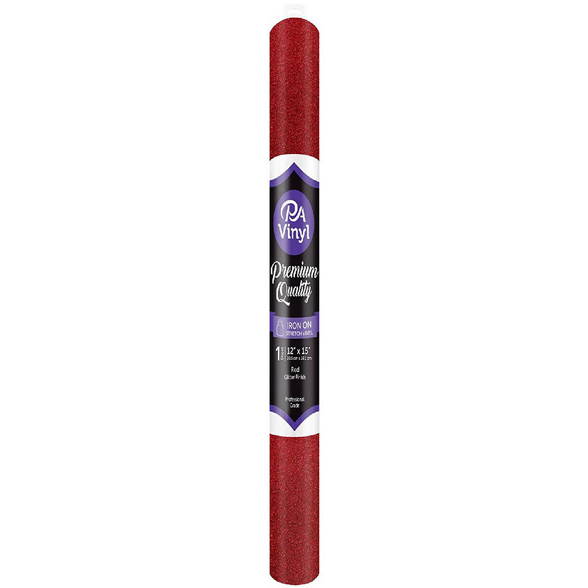 Iron On Vinyl 12x15 Roll Stretch Glitter Red Image