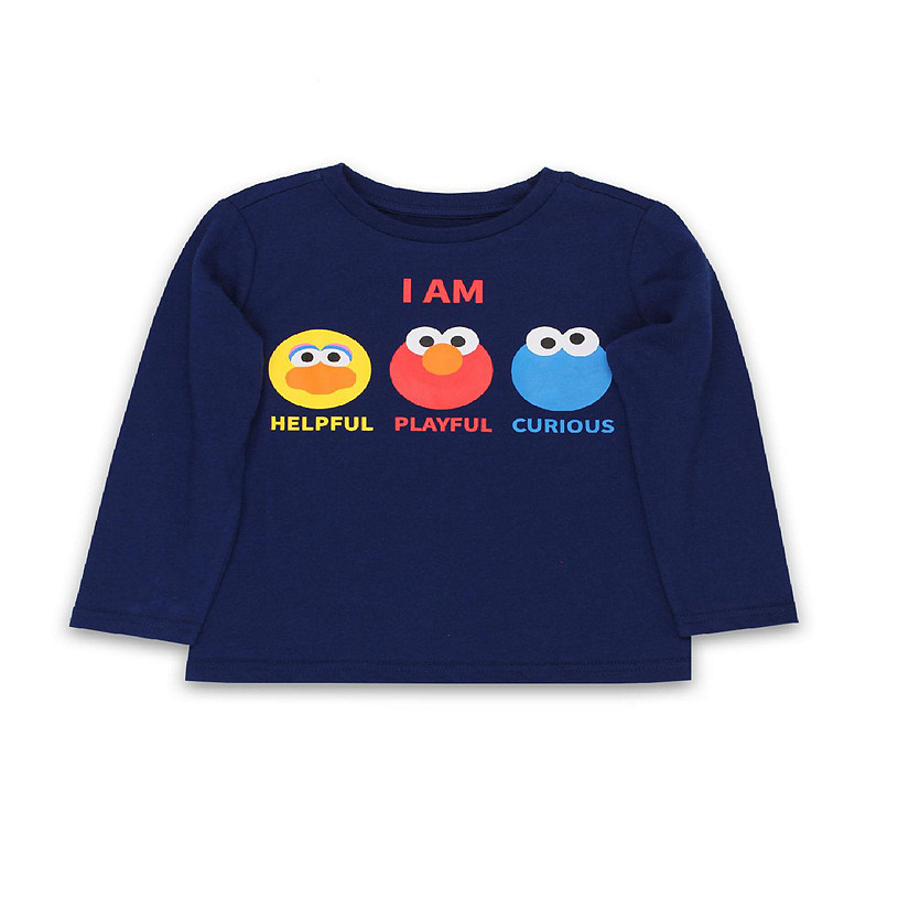 Isaac Mizrahi Loves Sesame Street Elmo Toddler Baby Long Sleeve T-Shirt Tee (24 Months, Navy) Image